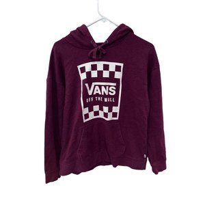 Vans Women's Checkerboard‎ Off The Wall Long Sleeve Hoodie Burgundy Size L